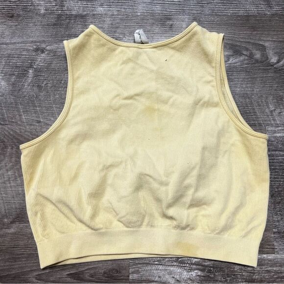 Cest Mol Yellow Ribbed Tank Top Crop Top Size M/L - Picture 7 of 7